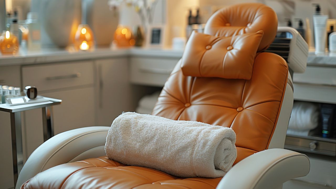 Kožené kreslá a lehátka v salóne